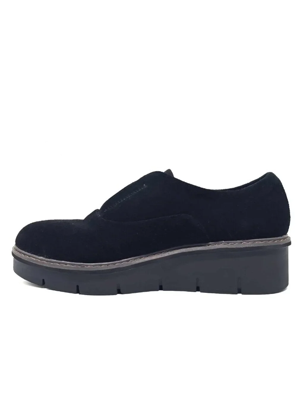 Clarks Airabell Sky Black Suede Slip-on Comfy Platform Wedge Women's Size 8M